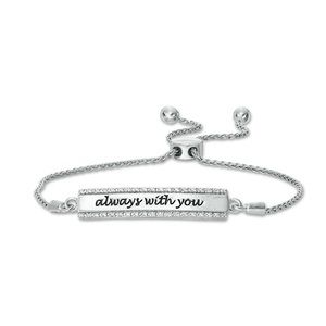 Zale's Diamond "Always with you" Bar Bolo Bracelet